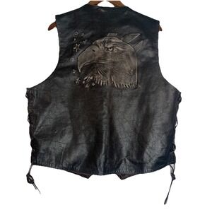 Xelement Eagle Vest 2XLMens Biker Brown Leather Lace Sides Grunge USA